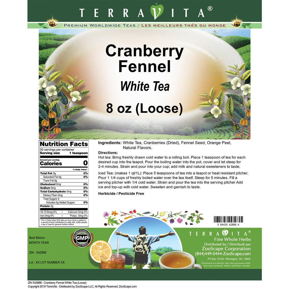 TerraVita Cranberry Fennel White Tea (Loose) (8 oz, ZIN: 542888)