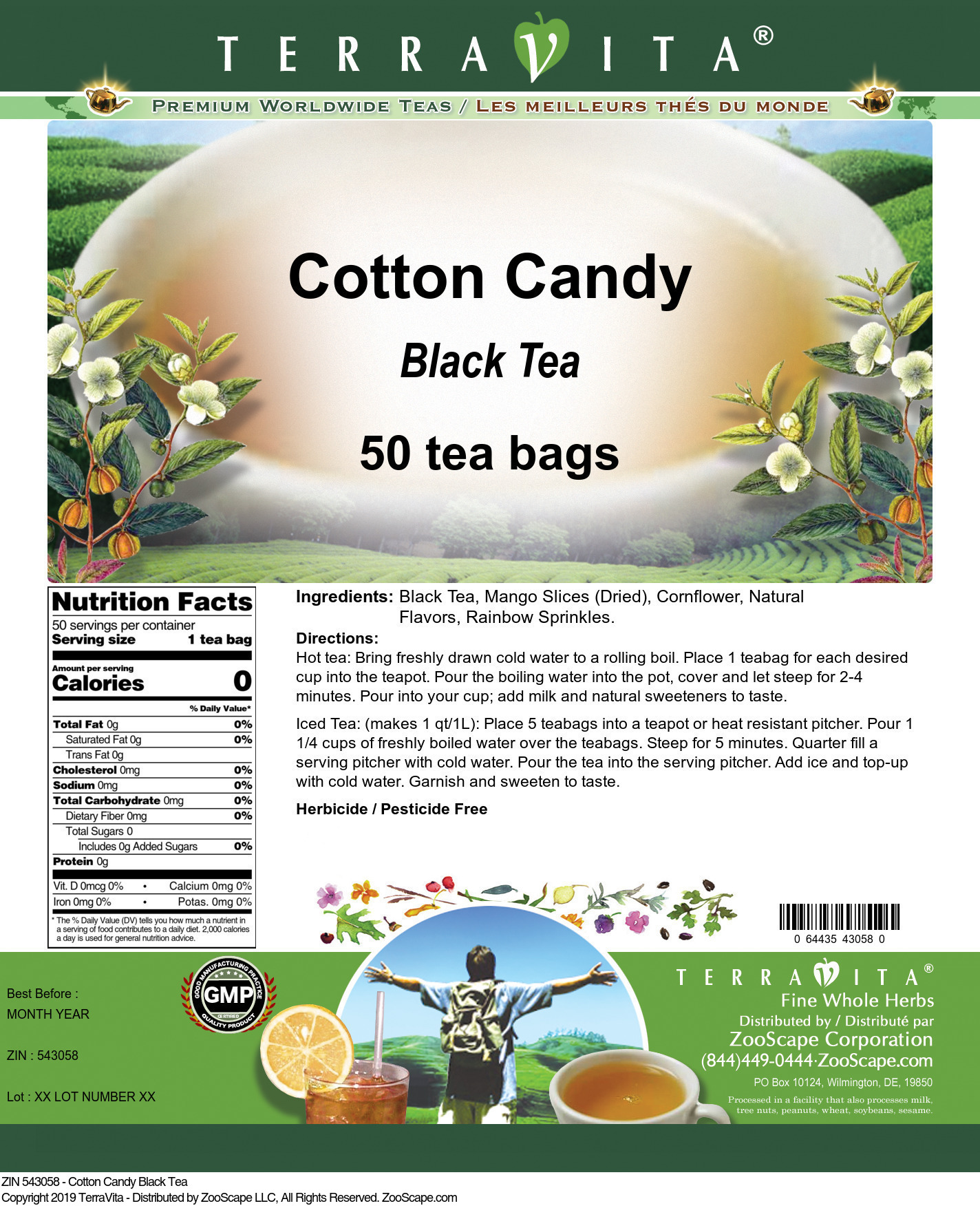 TerraVita Cotton Candy Black Tea (50 tea bags, ZIN: 543058)