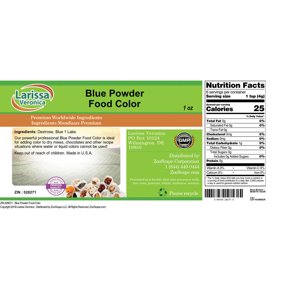 Larissa Veronica Blue Powder Food Color (1 oz, ZIN: 528271)