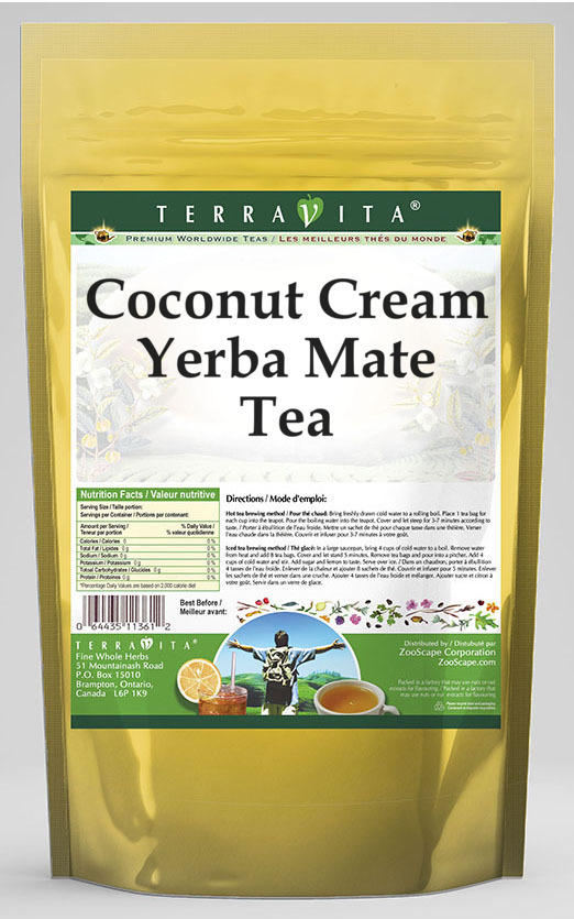 TerraVita Coconut Cream Yerba Mate Tea (50 tea bags, ZIN: 550030)