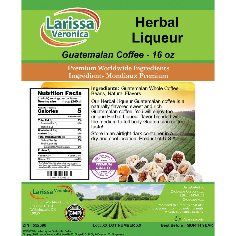 Larissa Veronica Herbal Liqueur Guatemalan Coffee (16 oz, ZIN: 552696)
