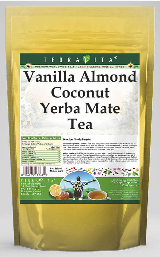TerraVita Vanilla Almond Coconut Yerba Mate Tea (50 tea bags, ZIN: 562615)