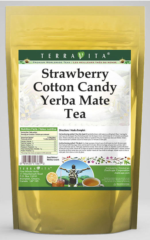 TerraVita Strawberry Cotton Candy Yerba Mate Tea (50 tea bags, ZIN: 567971)