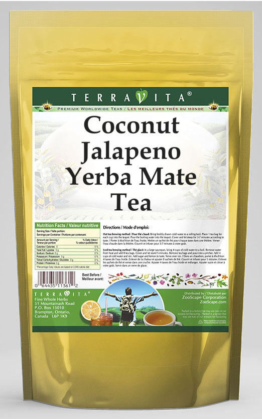 TerraVita Coconut Jalapeno Yerba Mate Tea (50 tea bags, ZIN: 570935)