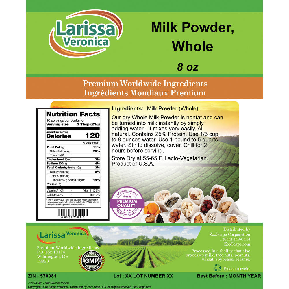 Larissa Veronica Milk Powder, Whole (8 oz, ZIN: 570981)