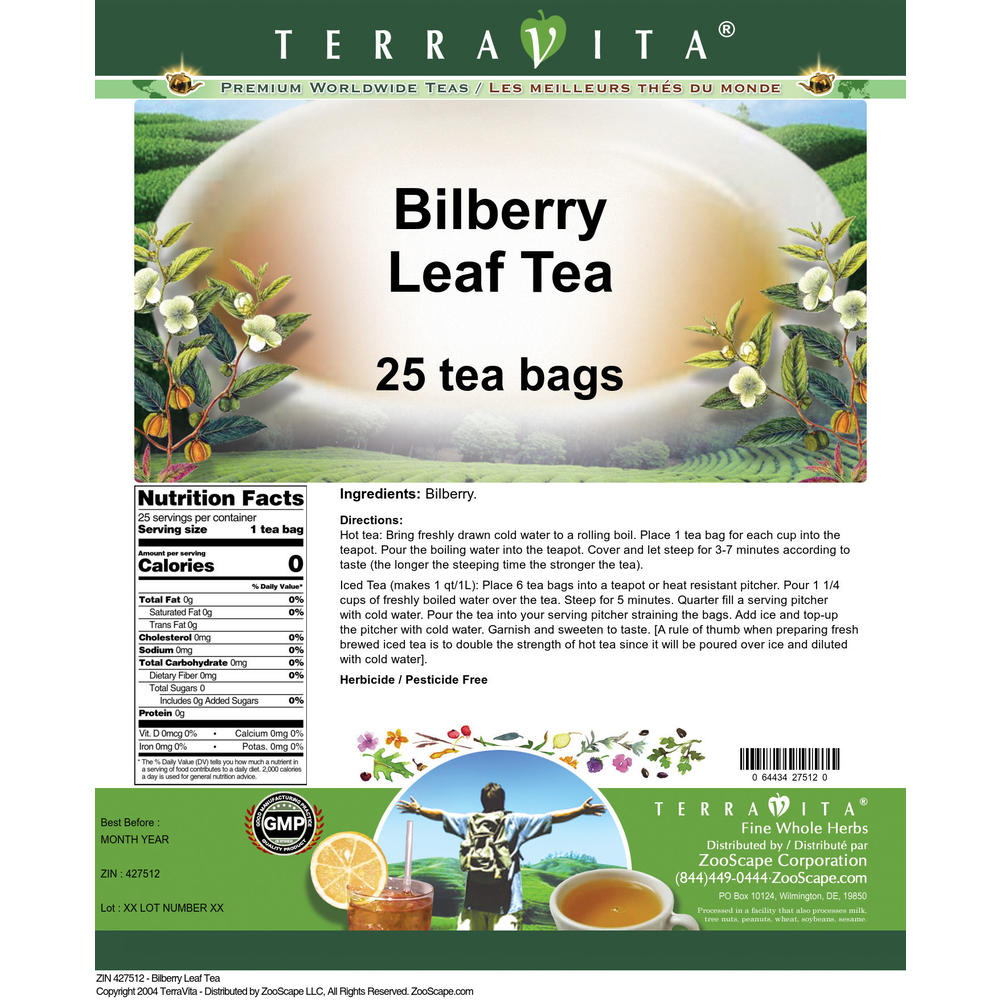 TerraVita Bilberry Leaf Tea (25 tea bags, ZIN: 427512)