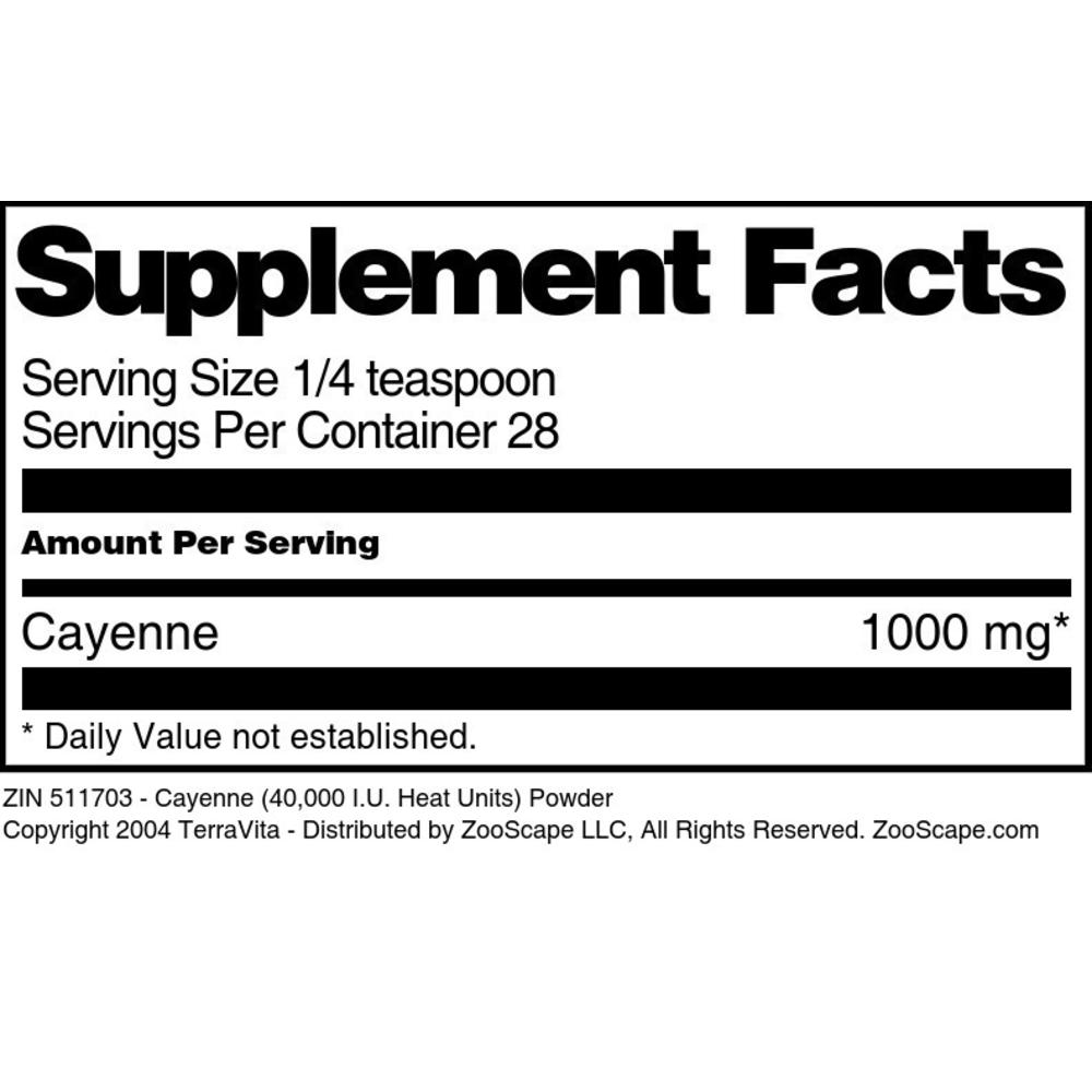 TerraVita Cayenne (40,000 I.U. Heat Units) Powder (1 oz, ZIN: 511703)