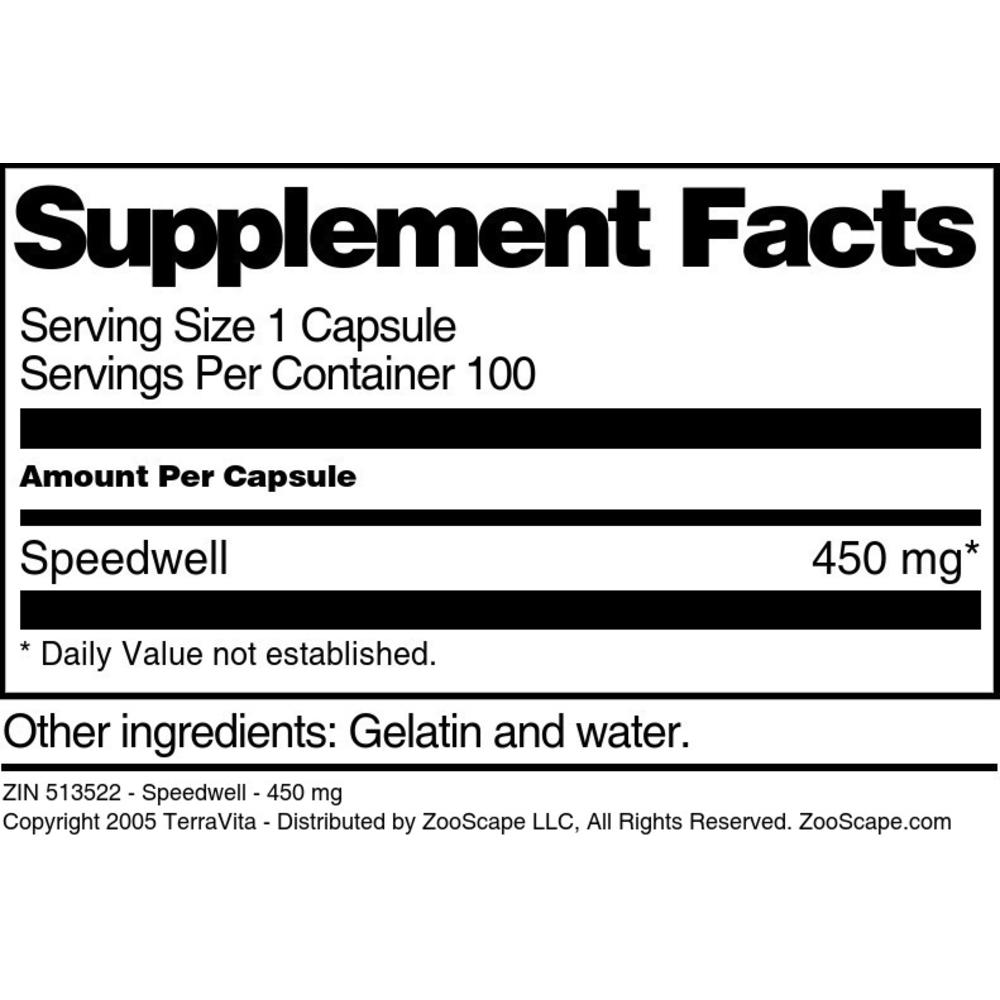 TerraVita Speedwell - 450 mg (100 capsules, ZIN: 513522)