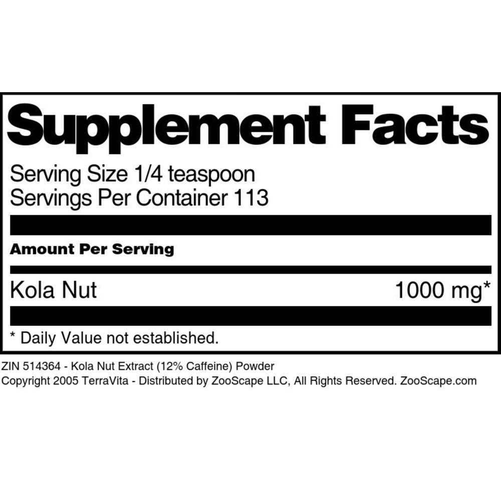 TerraVita Kola Nut Extract (12% Caffeine) Powder (4 oz, ZIN: 514364)