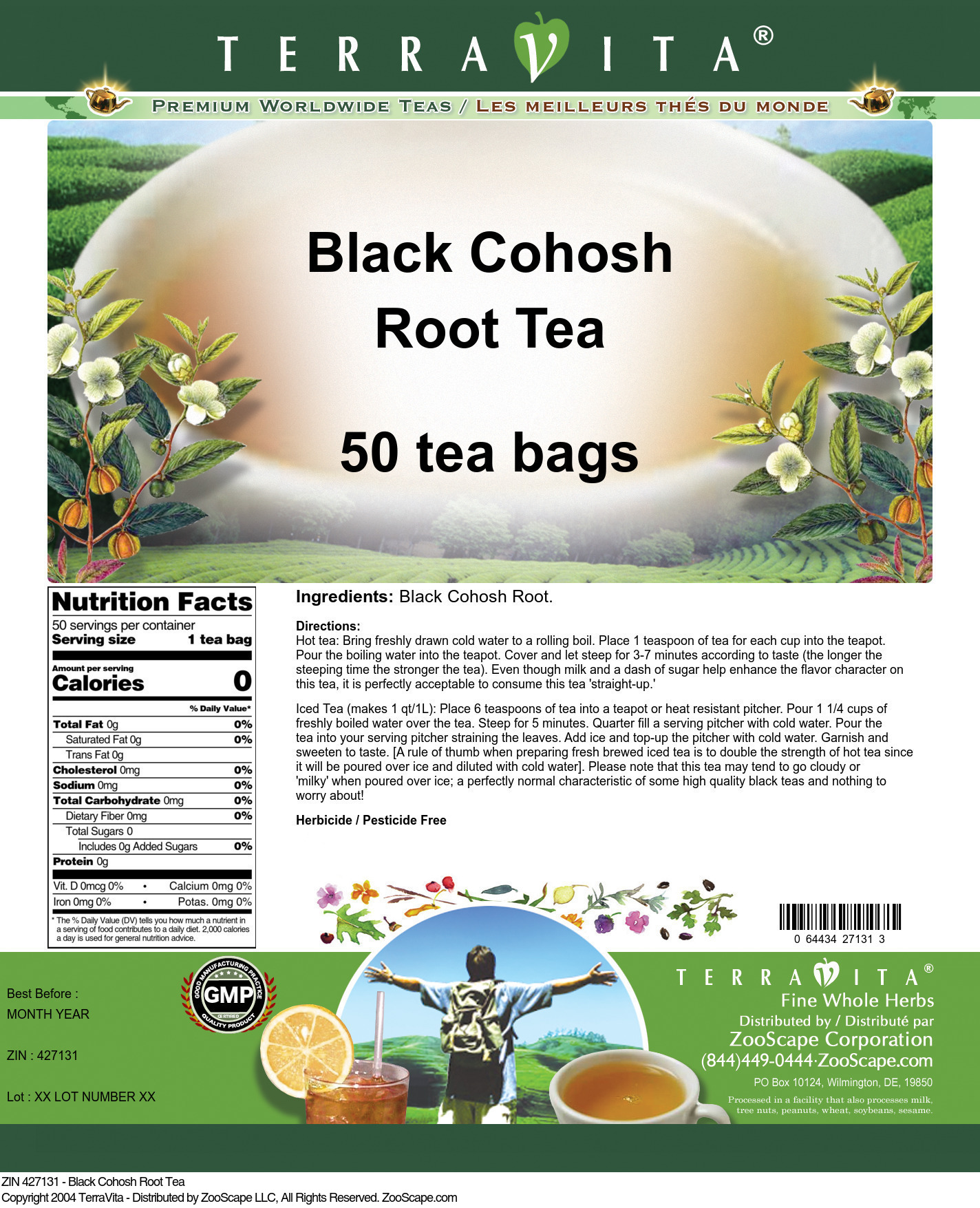 TerraVita Black Cohosh Root Tea (50 tea bags, ZIN: 427131)