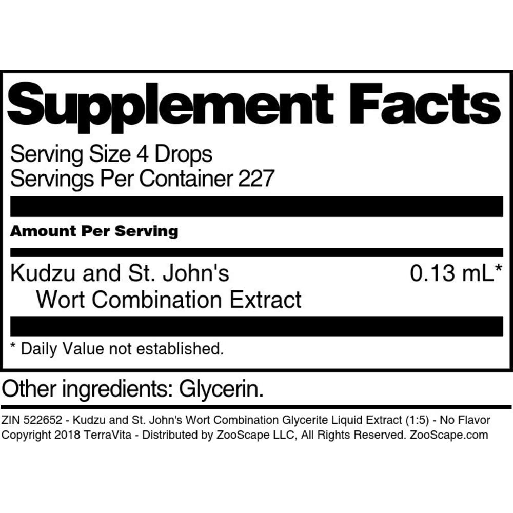 TerraVita Kudzu and St. John's Wort Combination Glycerite Liquid Extract (1:5) - No Flavor (1 oz, ZIN: 522652)
