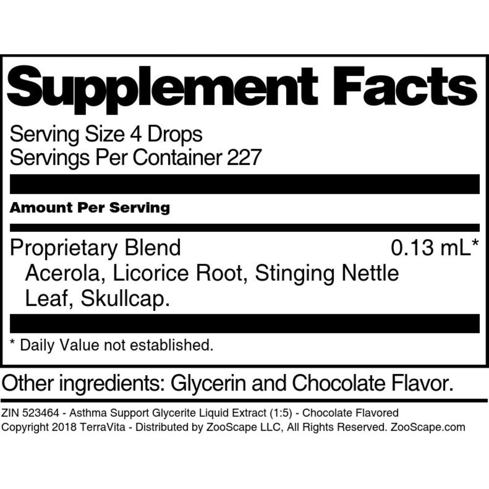 TerraVita Asthma Support Glycerite Liquid Extract (1:5) - Chocolate Flavored (1 oz, ZIN: 523464)