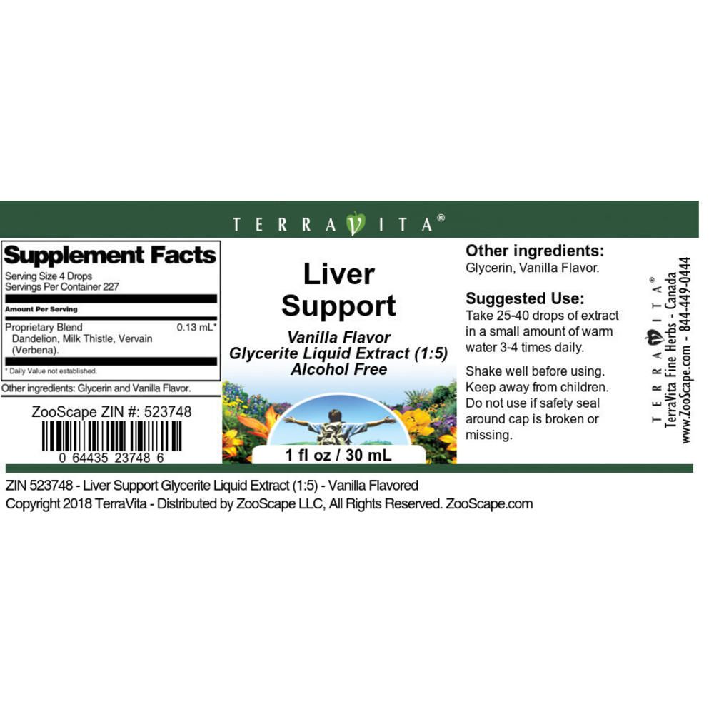 TerraVita Liver Support Glycerite Liquid Extract (1:5) - Vanilla Flavored (1 oz, ZIN: 523748)