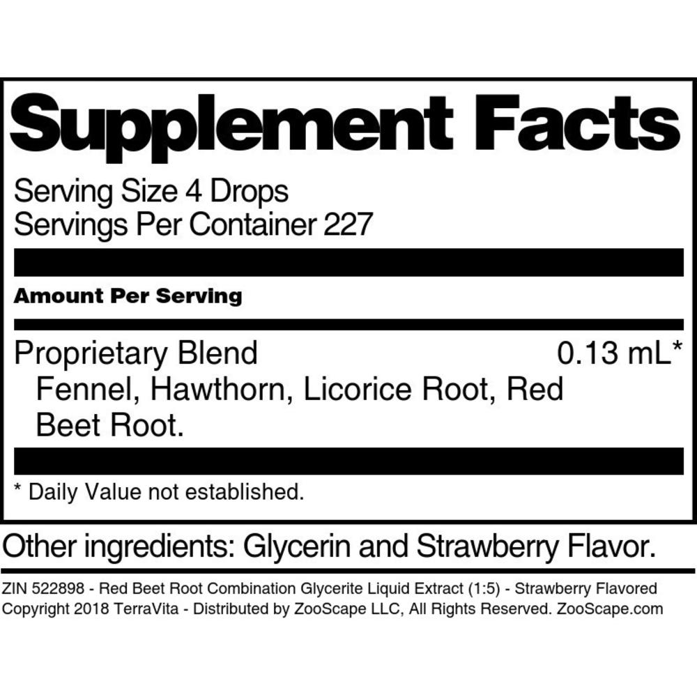 TerraVita Red Beet Root Combination Glycerite Liquid Extract (1:5) - Strawberry Flavored (1 oz, ZIN: 522898)