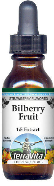 TerraVita Bilberry Fruit Glycerite Liquid Extract (1:5) - Strawberry Flavored (1 oz, ZIN: 522113)