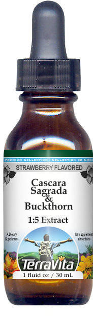 TerraVita Cascara Sagrada & Buckthorn Glycerite Liquid Extract (1:5) - Strawberry Flavored (1 oz, ZIN: 522218)