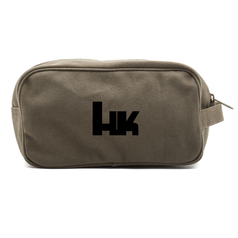 Army Force Gear HK Heckler and Koch Canvas Dual Two Compartment Travel Toiletry Dopp Kit Bag