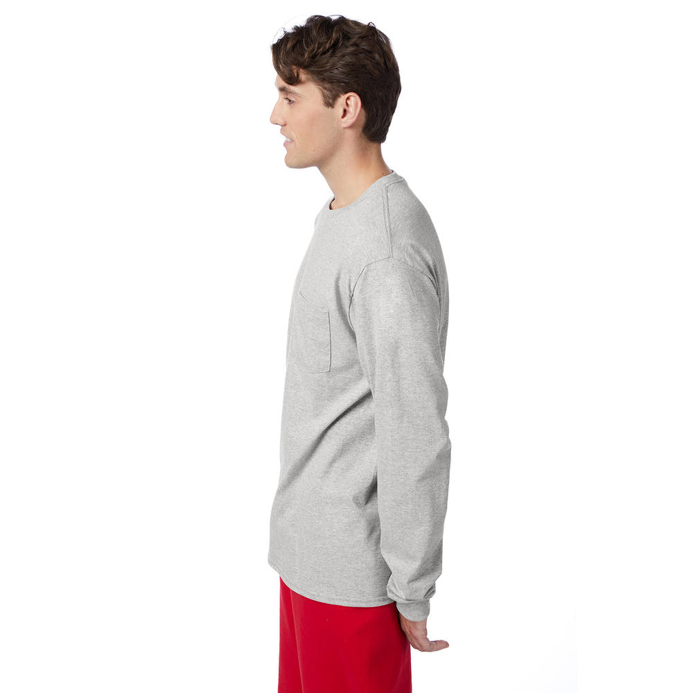 Hanes Men's 6.1 oz. Tagless Long-Sleeve Pocket T-Shirt - 5596