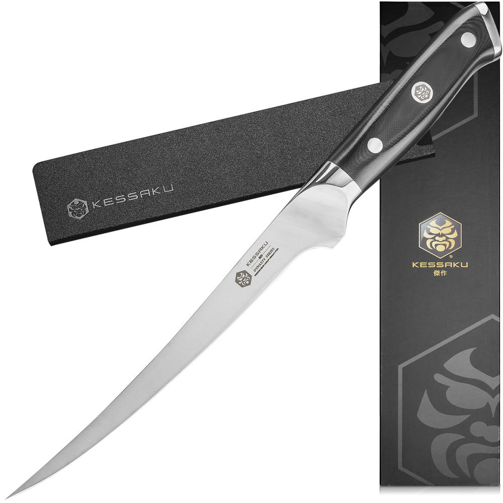 Kessaku Flexible Fillet Knife - 7 inch - Dynasty Series - Flexible - Razor Sharp - German HC Stainless Steel - G10 Handle