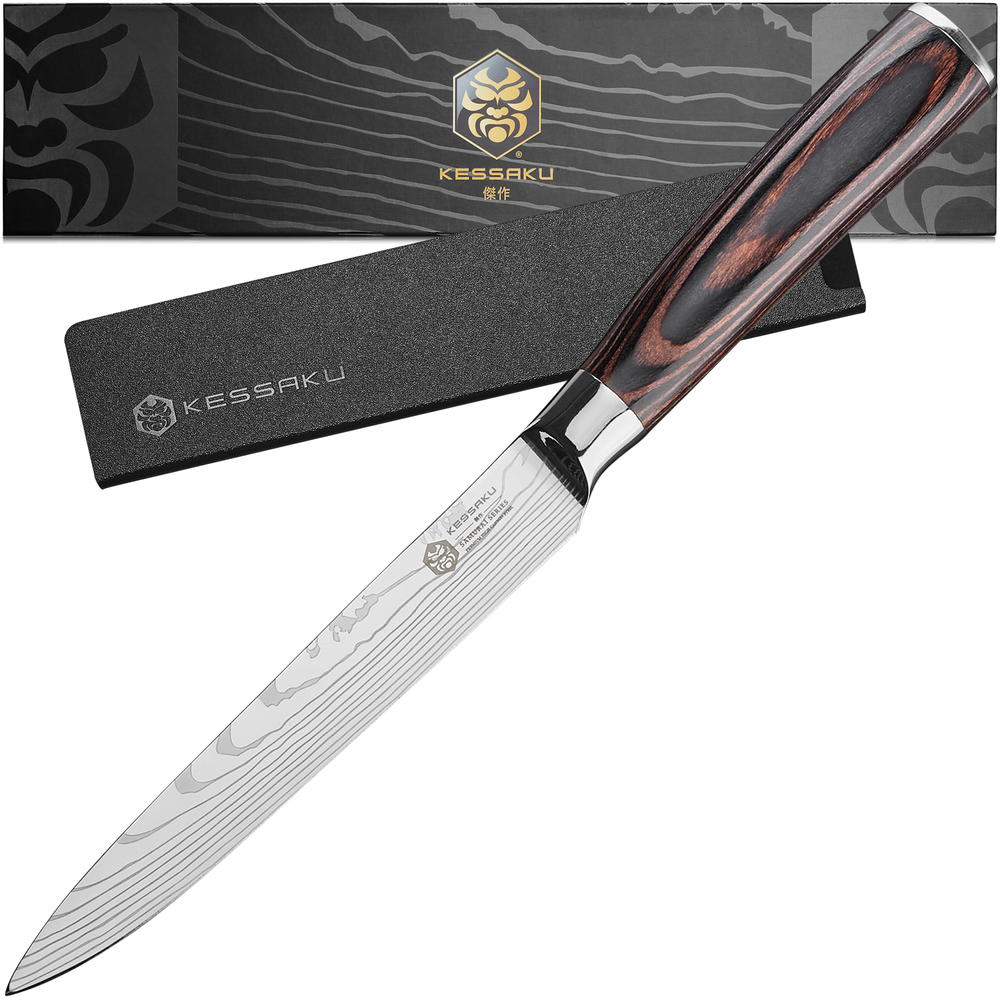 Kessaku Utility Knife - 5.5 inch - Samurai Series - Razor Sharp Kitchen Knife - 7Cr17MoV HC Stainless Steel - Wood Handle