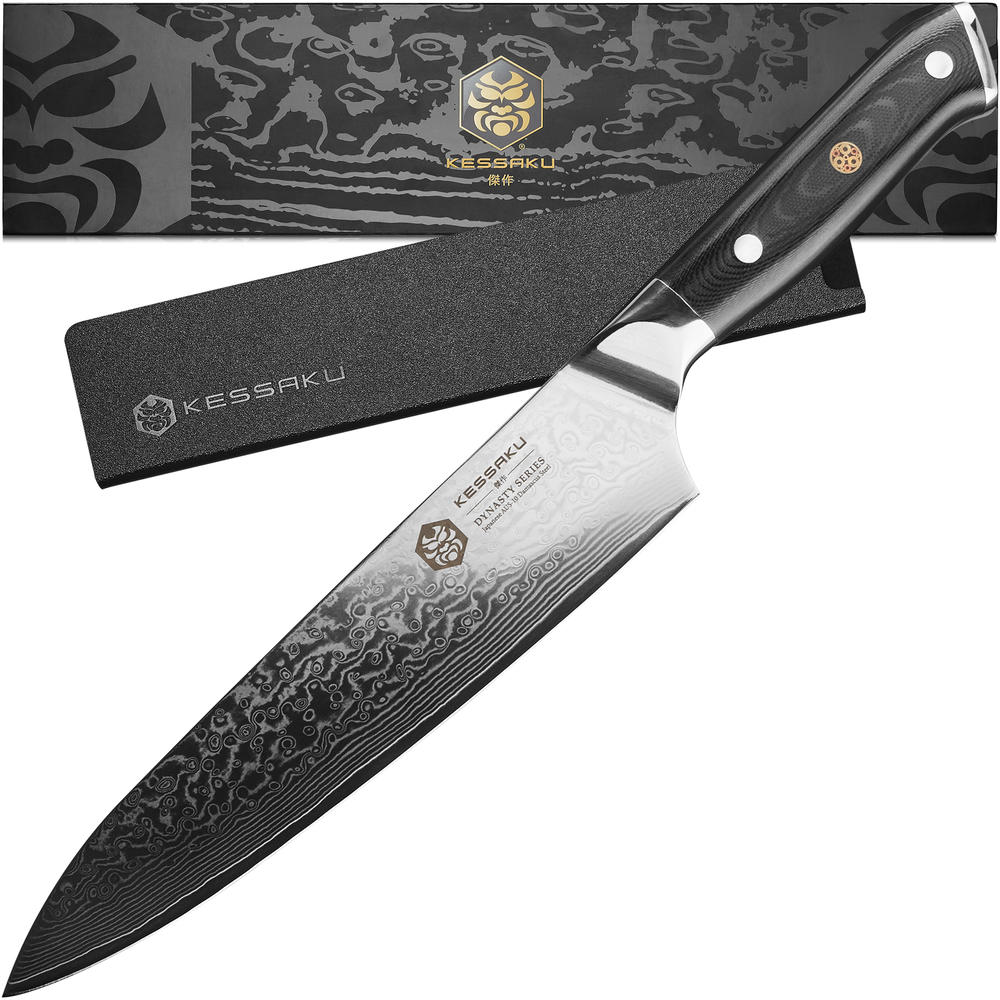 Kessaku Chef Knife - 8 inch - Damascus Dynasty Series - Razor Sharp Kitchen Knife - AUS-10V Stainless Steel - G10 Handle