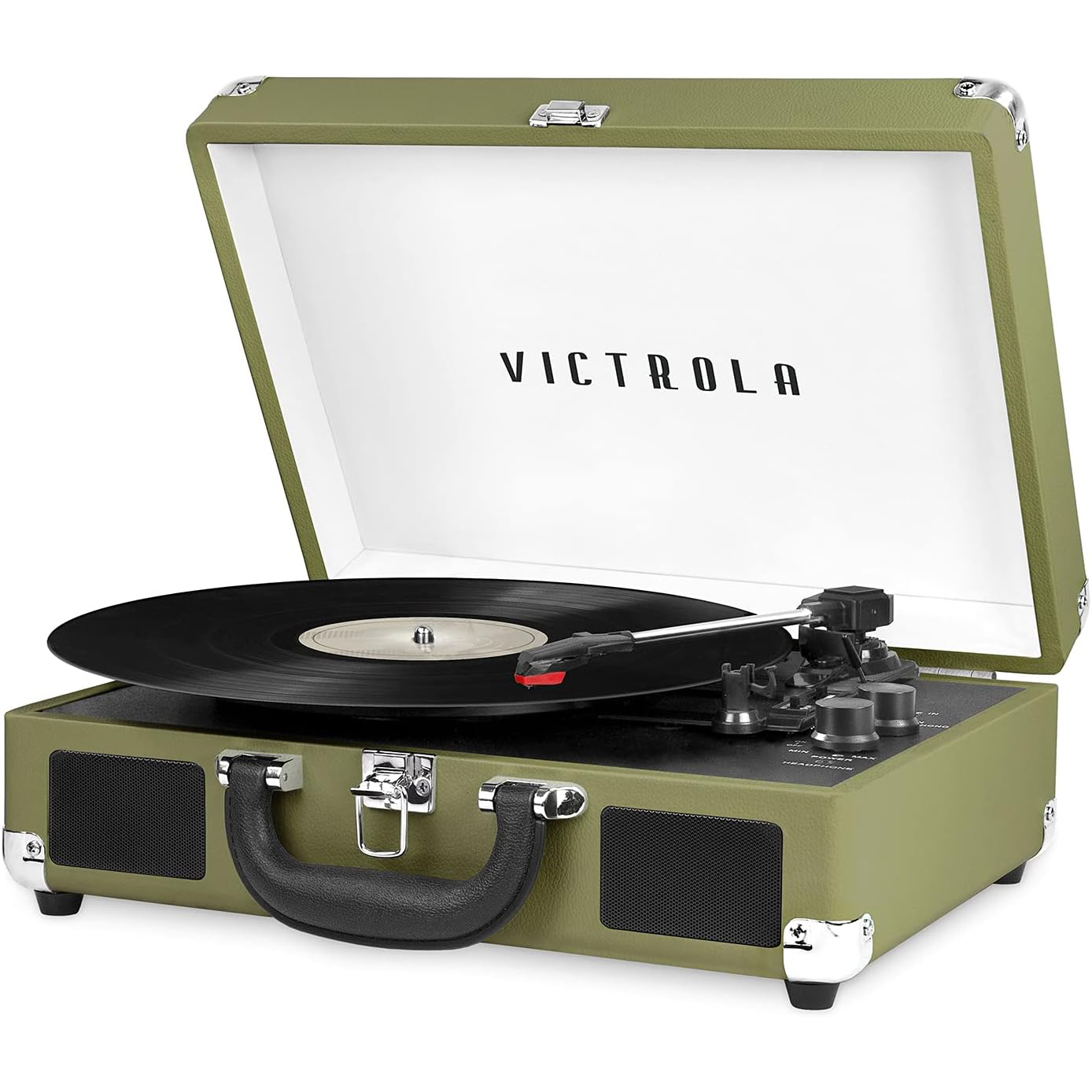 Victrola Journey 3-Speed Bluetooth Portable Suitcase Record Player with Built-in Speakers - Green Olive, VSC-550BT-GRO