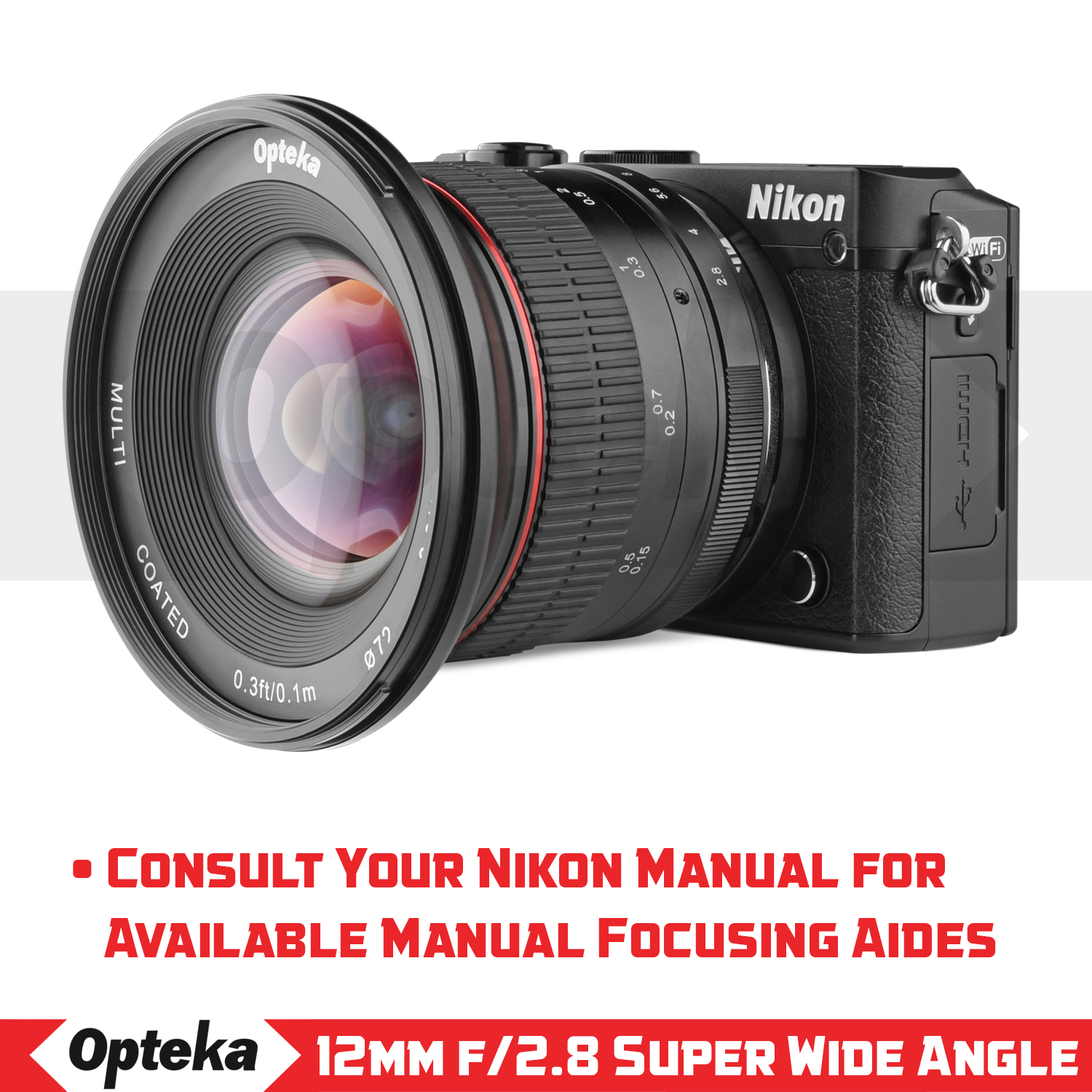 Getuigen Componeren Wakker worden Opteka OPTM1228N 12mm f/2.8 HD MC Manual Focus Wide Angle Lens for Nikon 1  Mount CX Format Digital Cameras