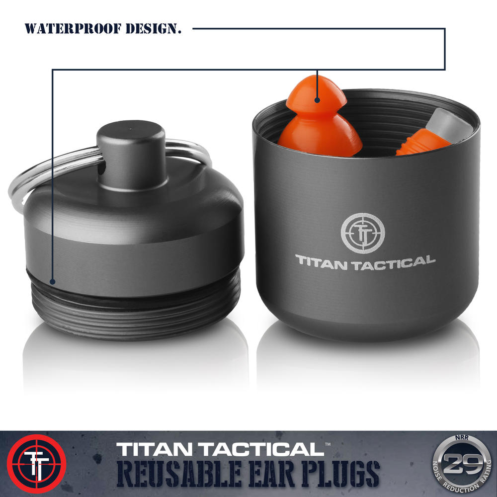 Titan Tactical Eyes + Ear Protection Kit w/ 29NRR Reusable Shooting Ear Plugs + Mil-Spec Clear Range Ballistic Glasses
