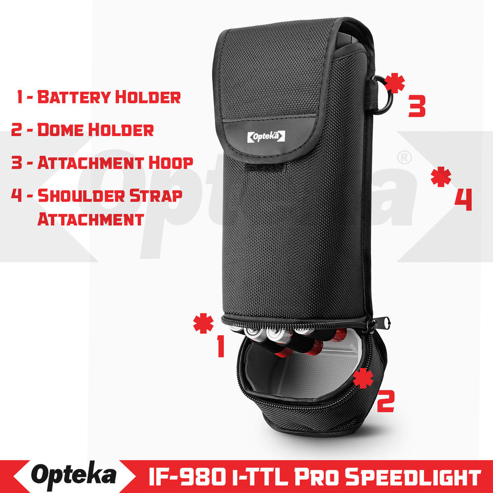 Opteka I-TTL AF Dedicated Flash (IF-980) with Stand + Pouch + Diffuser for Nikon Digital Cameras