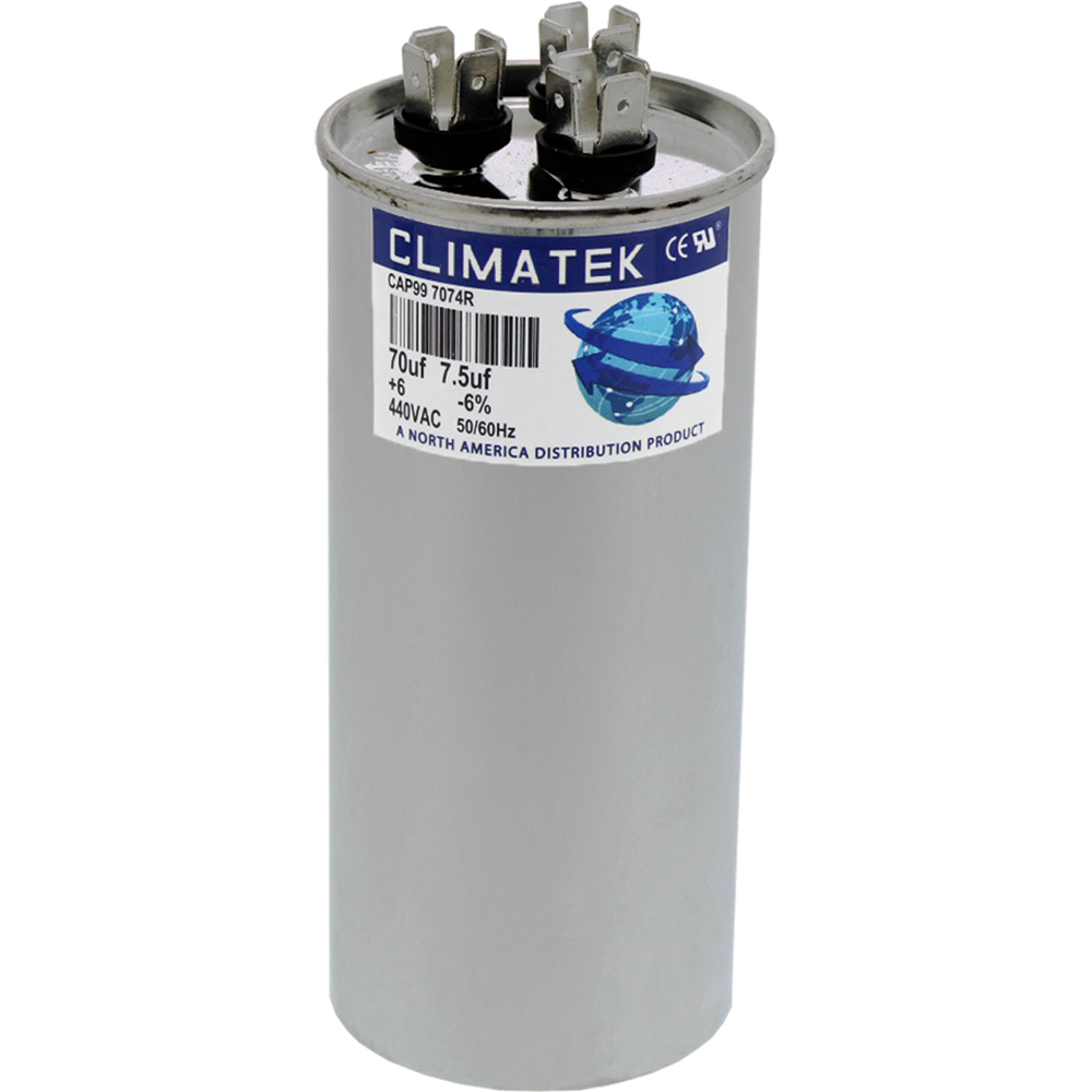 ClimaTek Round Capacitor - fits Proline # C4DR707.5 | 70/7.5 uf MFD 370 / 440 Volt VAC