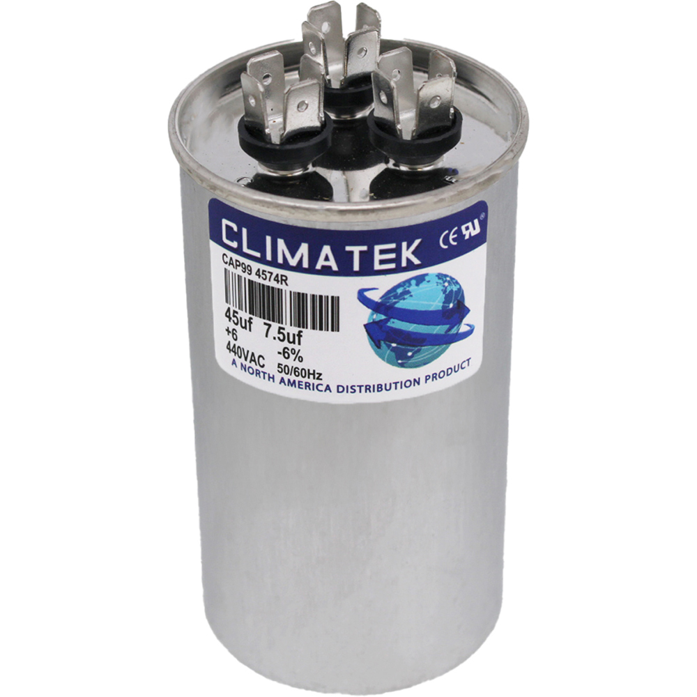 ClimaTek Round Capacitor - fits Service First # CPT01842 | 45/7.5 uf MFD 370 / 440 Volt VAC