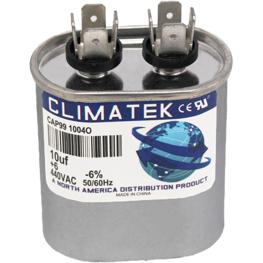 ClimaTek Oval Capacitor - fits Janitrol # CAP075000370LA | 7.5 uf MFD 370 / 440 Volt VAC