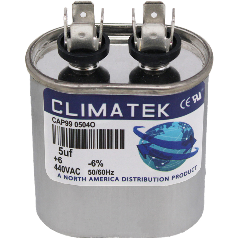 ClimaTek Oval Capacitor - fits Amana # CAP050000370VAP | 5 uf MFD 370 / 440 Volt VAC