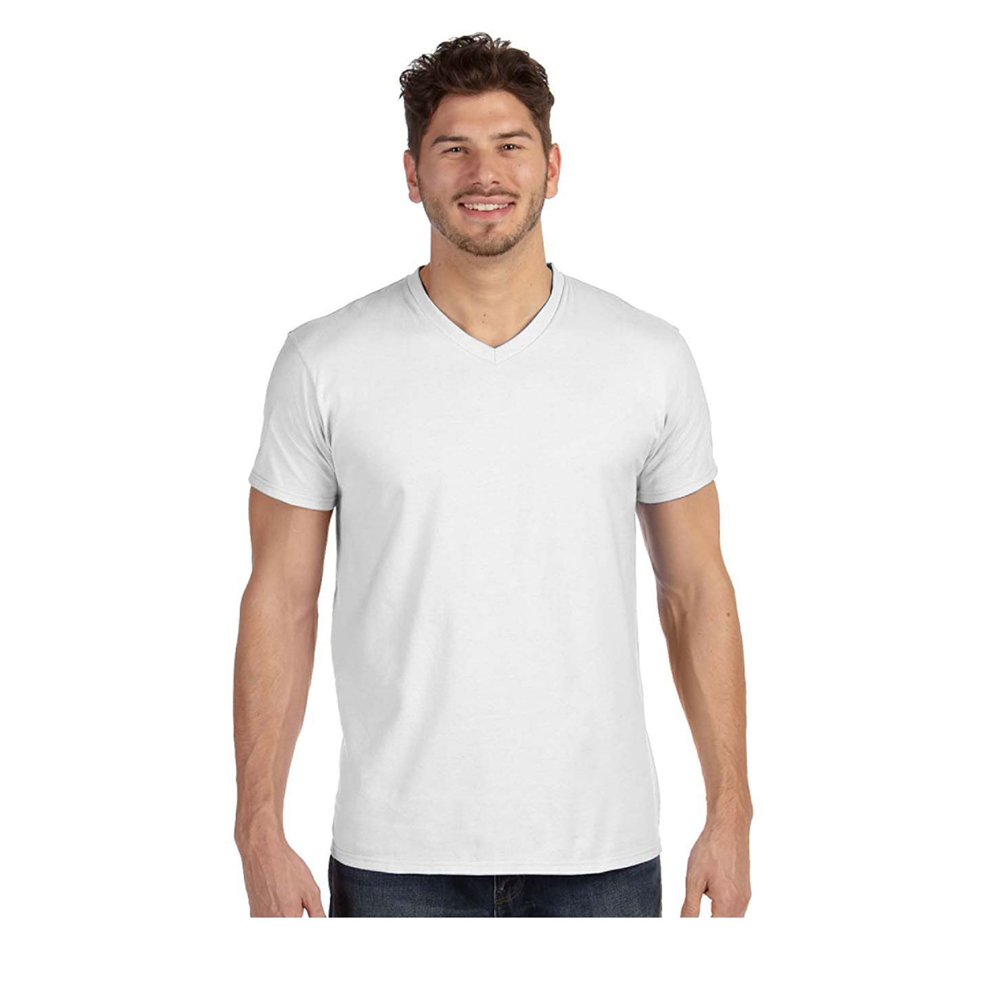 Hanes Men's Lightweight Mitered V-Neck T-Shirt