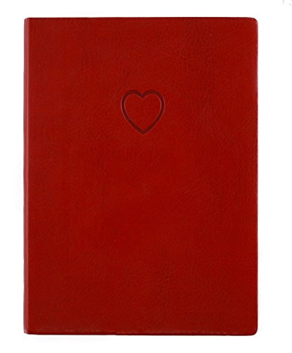 Eccolo World Traveler Eccolo Red Embossed Heart Writing Journal, 256 Lined Page Notebook, Flexible Faux Leather Cover