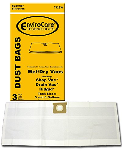 EnviroCare Replacement Vacuum Bags for 5 and 8 Gallon Wet Dry Vacuums Designed to Fit Shop Vac, Drain Vac and Rigid Machines