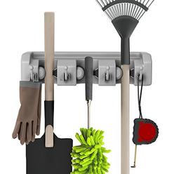 Stalwart Shovel, Rake and Tool Holder with Hooks- Wall Mounted Organizer for Garage or Shed-Hang Home and Garden Tools-Space Saving
