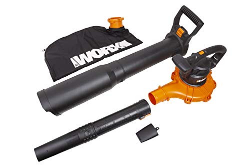 WORX WG518 12 Amp 2-Speed Leaf Blower, Mulcher & Vacuum, 10" x 11" x 40", Orange and Black