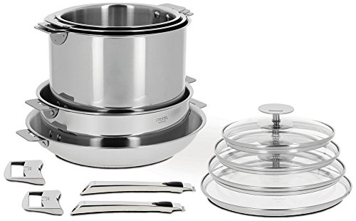 Cristel Casteline 18/10 Stainless Steel 13 Piece Cookware Set with Removable Handles