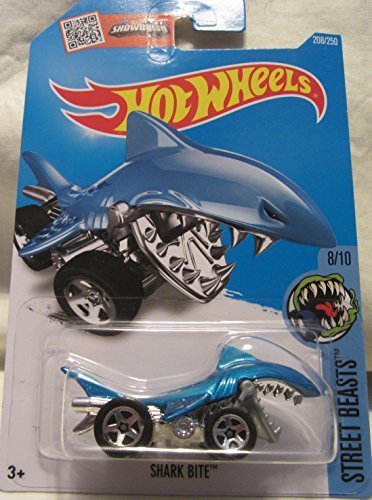 Hot Wheels 2016 Shark Bite Street Beasts Blue 208/250, Long Card by Mattel
