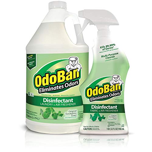 OdoBan Ready-to-Use 32 oz Spray Bottle & 1 Gal Concentrate, Eucalyptus Scent - Odor Eliminator, Disinfectant, Flood Fire