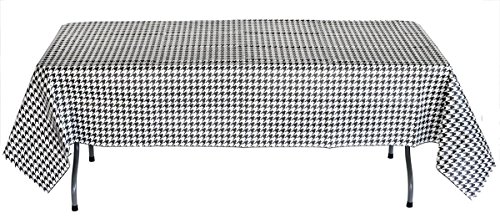 Havercamp Houndstooth Paper Table Cover (54" x 108", Water and Tear Resistant, Black and White) Alabama Houndstooth Collection by