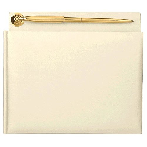 amscan Ivory Pearlized Guest Book with Gold Electroplated Pen | Wedding and Engagement Party