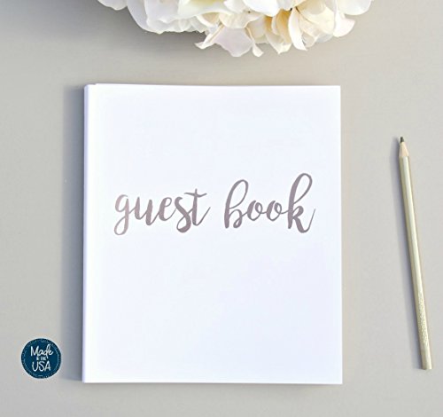 Modern Notebooks Modern Photo Guest Book, Softcover Flat-Lay Cardstock, Small 8.5"x7", 65 White Sheets (130 pgs) Birthday Guest Book Wedding