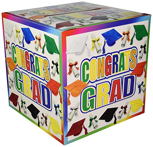 card box grad party Black, Silver, & Gold Grad Cap Card Box, 8in x 5.83in main image 0