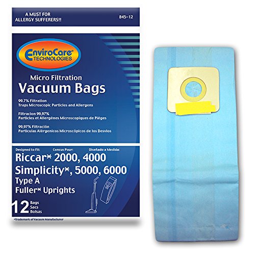 EnviroCare Replacement Micro Filtration Vacuum Cleaner Dust Bags for Riccar 2000, 4000 and Vibrance Series. Simplicity 5000,