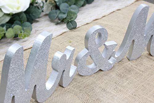 Angel Isabella USA-Quality Silver Large Table Sign Wedding Sign Mr & Mrs- no Falling Glitters