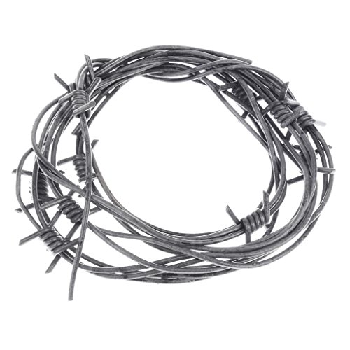 Nicky Bigs Novelties 8' Fake Silver Barbed Barb Wire Halloween Decoration Wire Prop Gray Garland