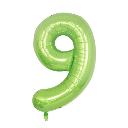 MAGJUCHE Green Foil 40 in 9 Helium Jumbo Number Balloons, 9th Birthday Decoration Digital Balloon for Women or Men, 9 Year Old Party