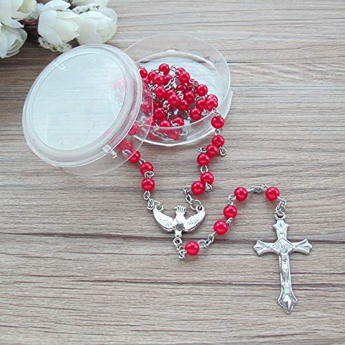 GOWA Confirmation Rosary Favor (12 PCS) Red Bead Rosary with Holy Dove Centerprice